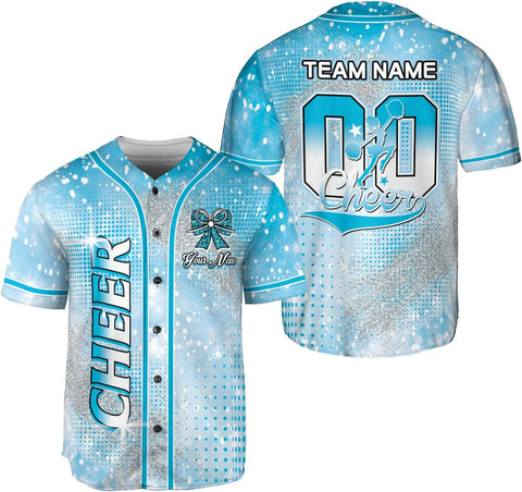 Personalized Cheerleading Team Baseball Jersey, Cheer Coach Jersey Gifts, Cheer Shirt Uniforms, Glitter Jersey S-5XL