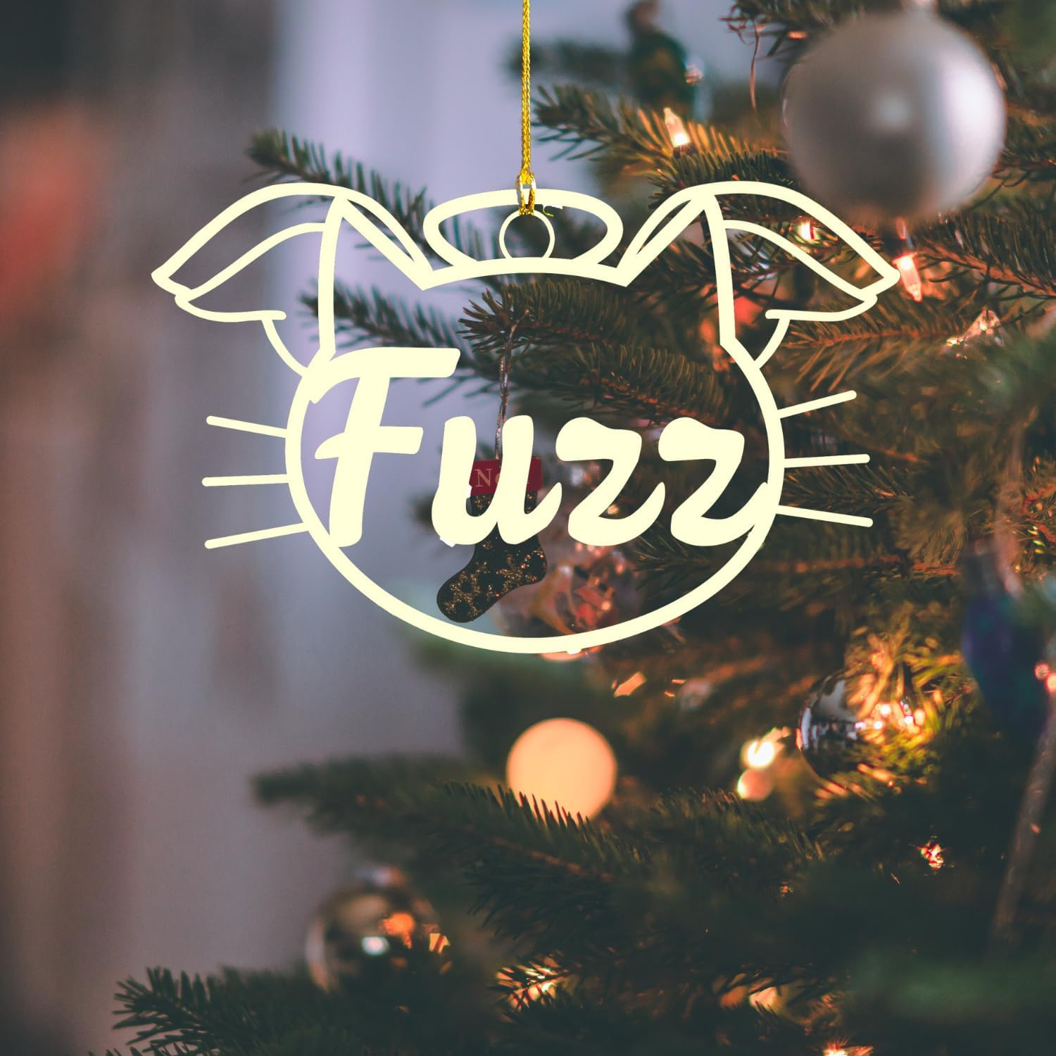 MAPrints Personalized Cat Ornaments for Christmas Tree, Custom Cat Christmas Ornament 2024, Gifts for Christmas Cat Lovers Cat Memorial Ornament, Cat Hanging Ornament Cat On The Moon (CAT 10)