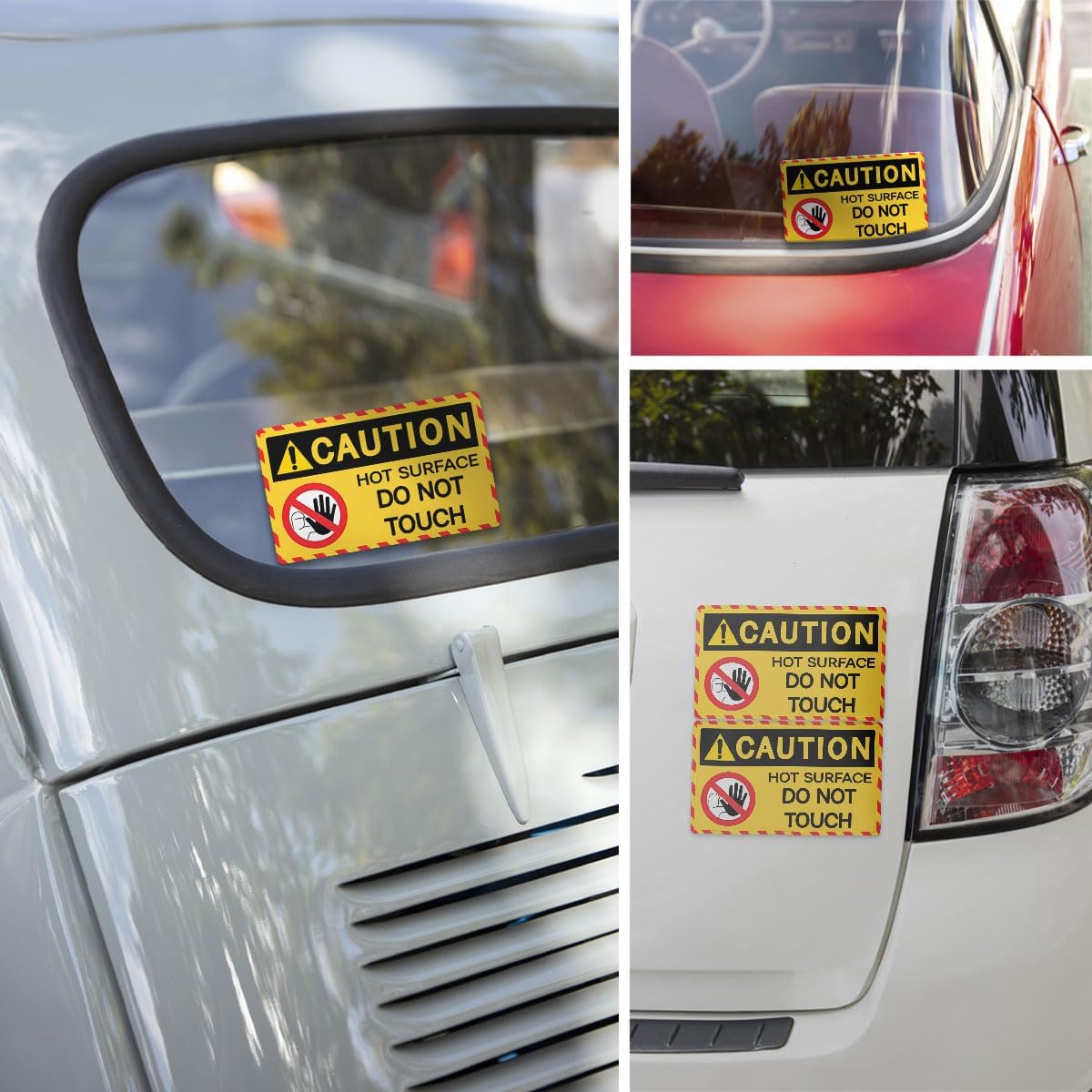 (3Pcs) Caution Hot Surface Do Not Touch Sticker Decal, Caution Hot Surface Stickers, Hot Warning Sign, Do Not Touch Sticker, Sticker Die-cut Waterproof For Water Bottle, Truck, Car, Helmet Decal 5"