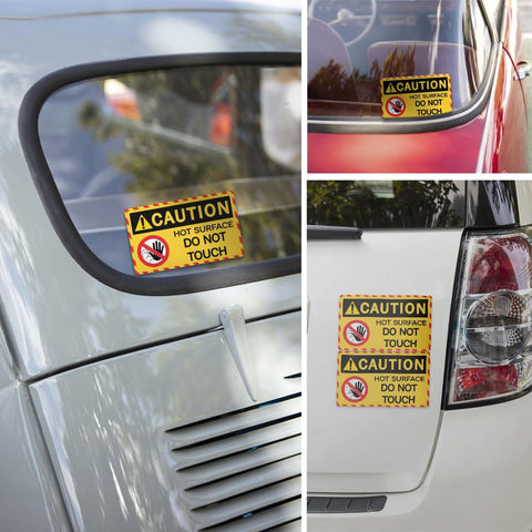 (3Pcs) Caution Hot Surface Do Not Touch Sticker Decal, Caution Hot Surface Stickers, Hot Warning Sign, Do Not Touch Sticker, Sticker Die-cut Waterproof For Water Bottle, Truck, Car, Helmet Decal 5"