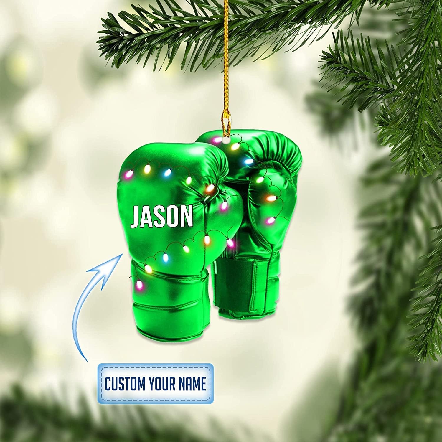 Personalized Boxing Ornament, Boxing Gloves Christmas Light Ornament, Custom Boxing Ornament, Kick Boxing Ornament, Gift for Boxing Lovers, Boxer Ornament Gift for Boxing Lovers (Boxing 1)