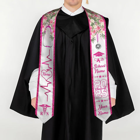 Pretyprints Custom Nurse Sash Graduation, RN Graduation Stole Gifts for Friends Nursing Student Senior Class Of 2025