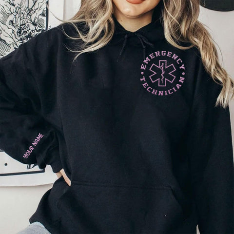 Personalized EMS Paramedic Embroidered Sweatshirt, EMT Student, EMT Sweatshirt with Reflective Logo, Emergency Medical Shirt (Cotton, EMS 7), Large-5X-Large