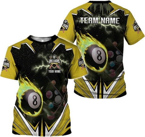AOVL Personalized Billiard Shirts 3D Billiard Shirt Custom Billiard Flag Shirt Men's Pool Billiards Shirt 8 Ball Men Women