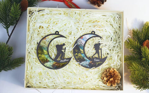 Suseaz Personalized Hiking Ornaments for Christmas Tree, Hiking Ornament Gift for Hiker Women and Men, Mountain Hiking Ornament Gift for Hiking Lover, Mountain Climber, Through Hiker Ornament (ON127)