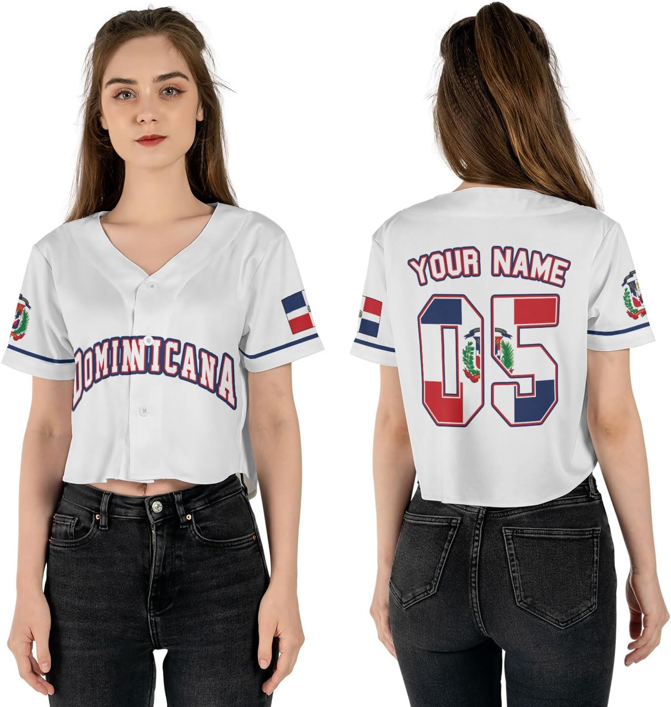 AOVL Custom Dominica Republic Crop Top Baseball Jersey Dominicana Republic Shirt for Team Dominican Flag Jersey for Men Women