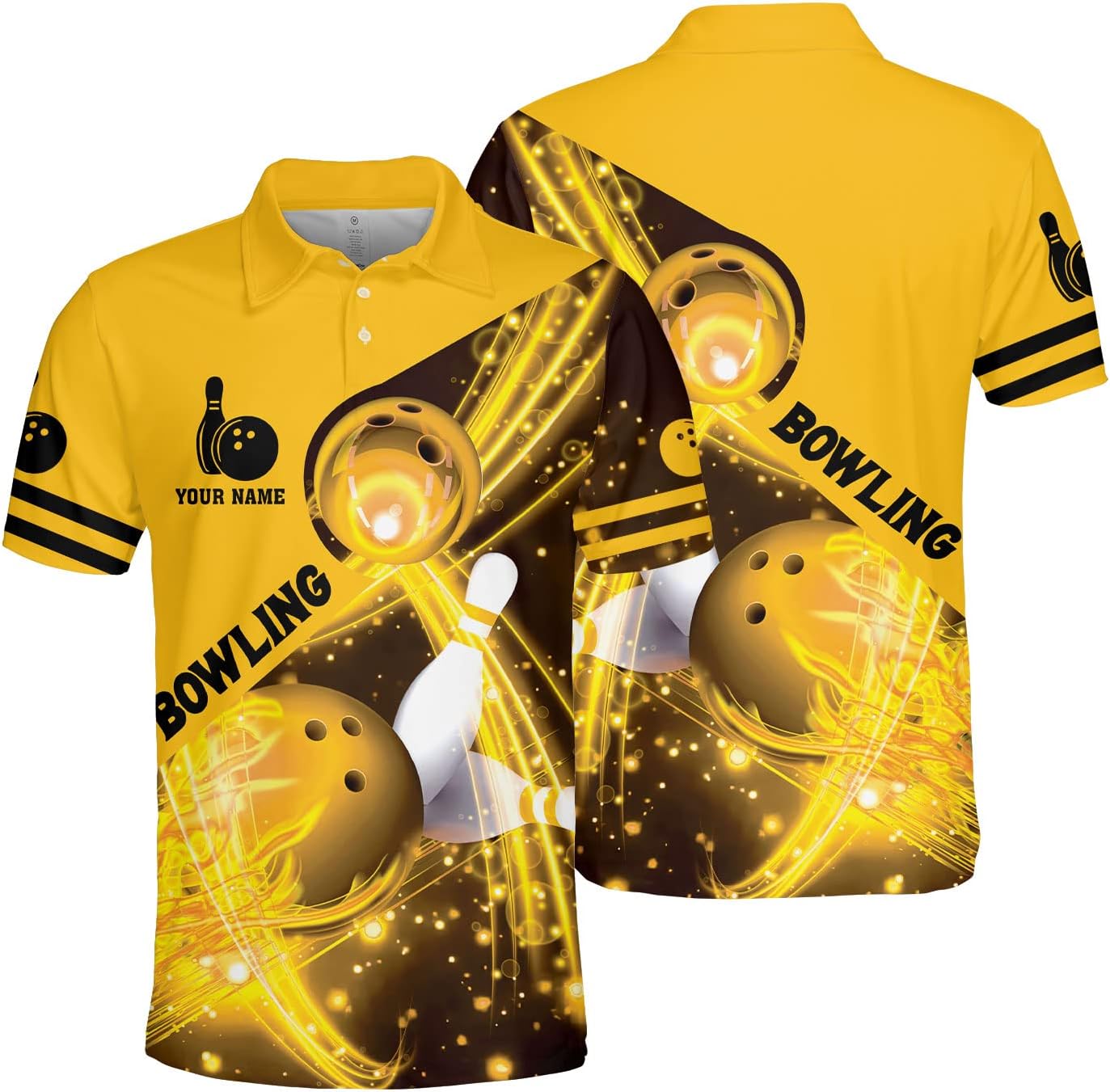 Mostprints Personalized Name Bowling Polo Shirts 3D for Men and Women, Bowling shirt, Bowling Shirts for Men Team Bowling Shirt
