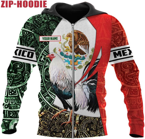 Mostefy Personalized Name Rooster Mexican Hoodie 3D, Customized Mexican Hoodies for Men, Unisex Mexico Hoodie 3D, Mexico Hoodies for Men, Mexico Flag Gift, T Shirt, Zip Up Hoodie, Sweatshirt HD10