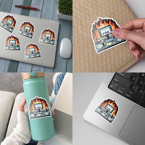 3pcs Everything is Fine 3" Sticker, Funny Im Fine Sticker Meme Coworker Gift Its Fine Im Fine Everythings Fine Stickers Mental Health Decal for Laptop Water Bottle Toolbox Phone
