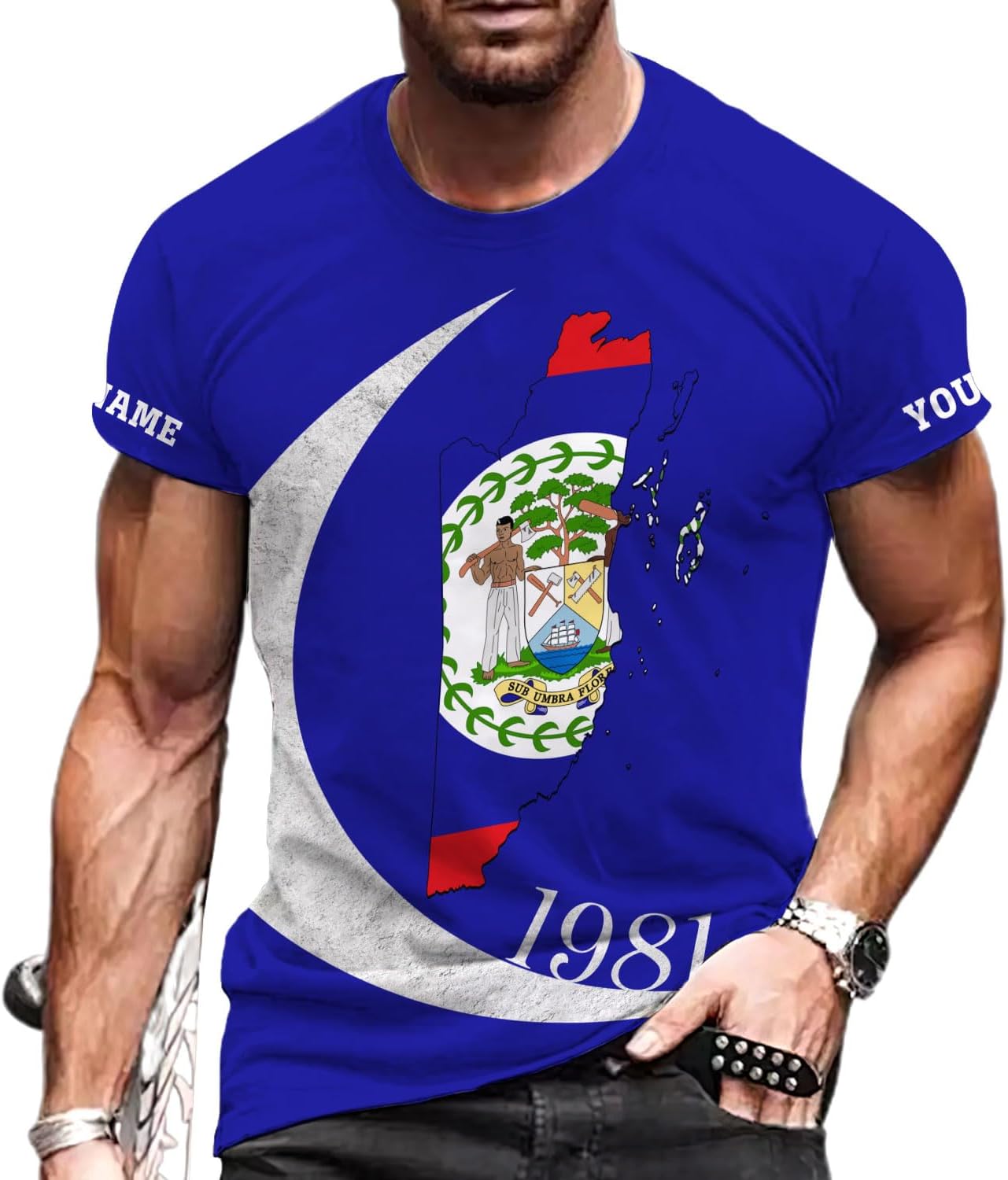 Artparel Personalized Belize Shirt Coat of Arms of Belize Flag Shirts Belizean Country Flag Gift T-Shirt Belizean Shirt S-5XL