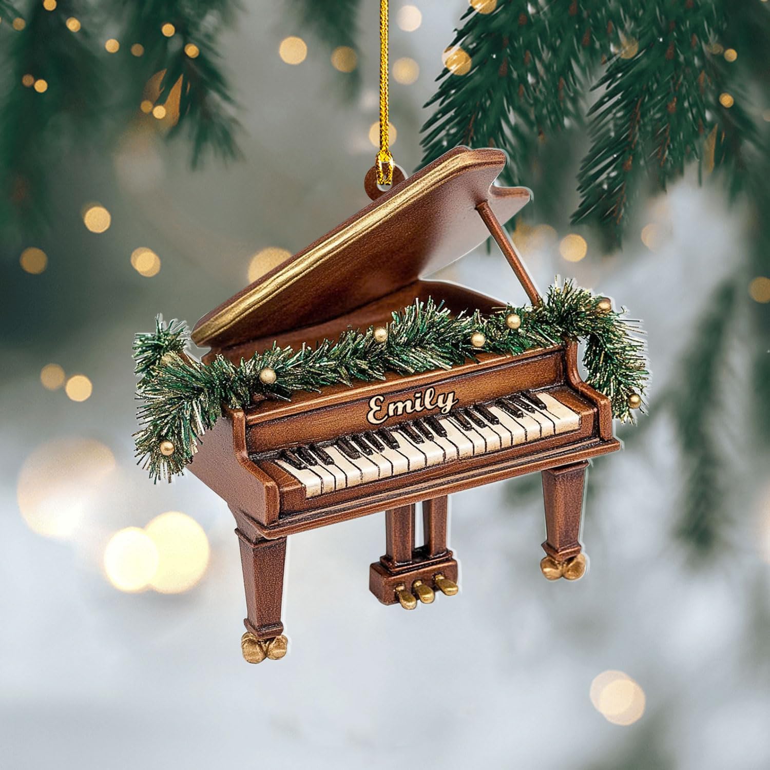 Podagree Personalized Piano Ornament, Custom Piano Ornament Piano Christmas Ornament 2023, Music Instrument Player Keyboard Ornament Decor, Gift for Piano Lover, Music Lovers (PAN6)