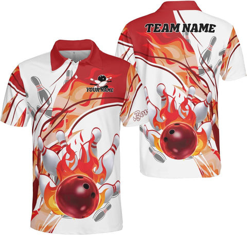 Ligthuy Personalized Name Bowling Polo Shirts 3D for Men and Women, Bowling Shirt, Bowling Shirts for Men Team Bowling Shirt