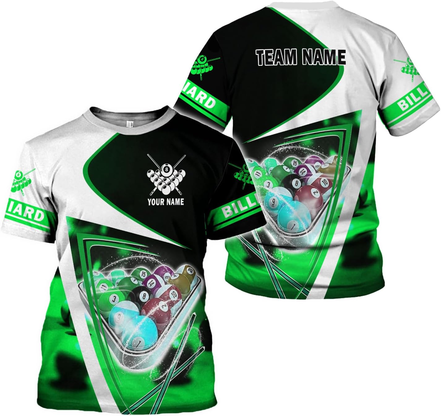 AOVL Personalized Billiard Shirts 3D Billiard Shirt Custom Billiard Flag Shirt Men's Pool Billiards Shirt 8 Ball Men Women