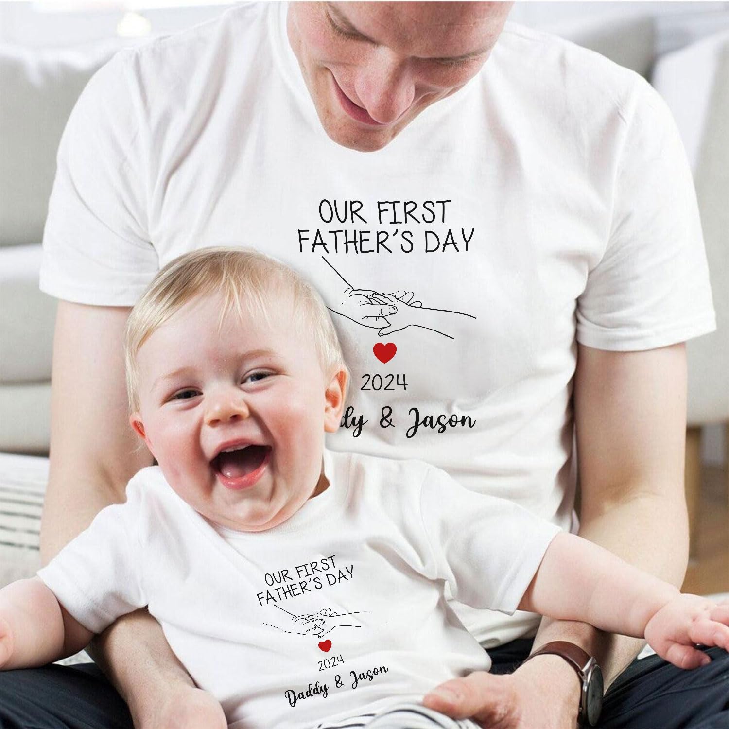 Mostprints Personalized Our First Father's Day Matching Shirts Dad and Son Matching Outfits Father and Daughter Matching Shirt3