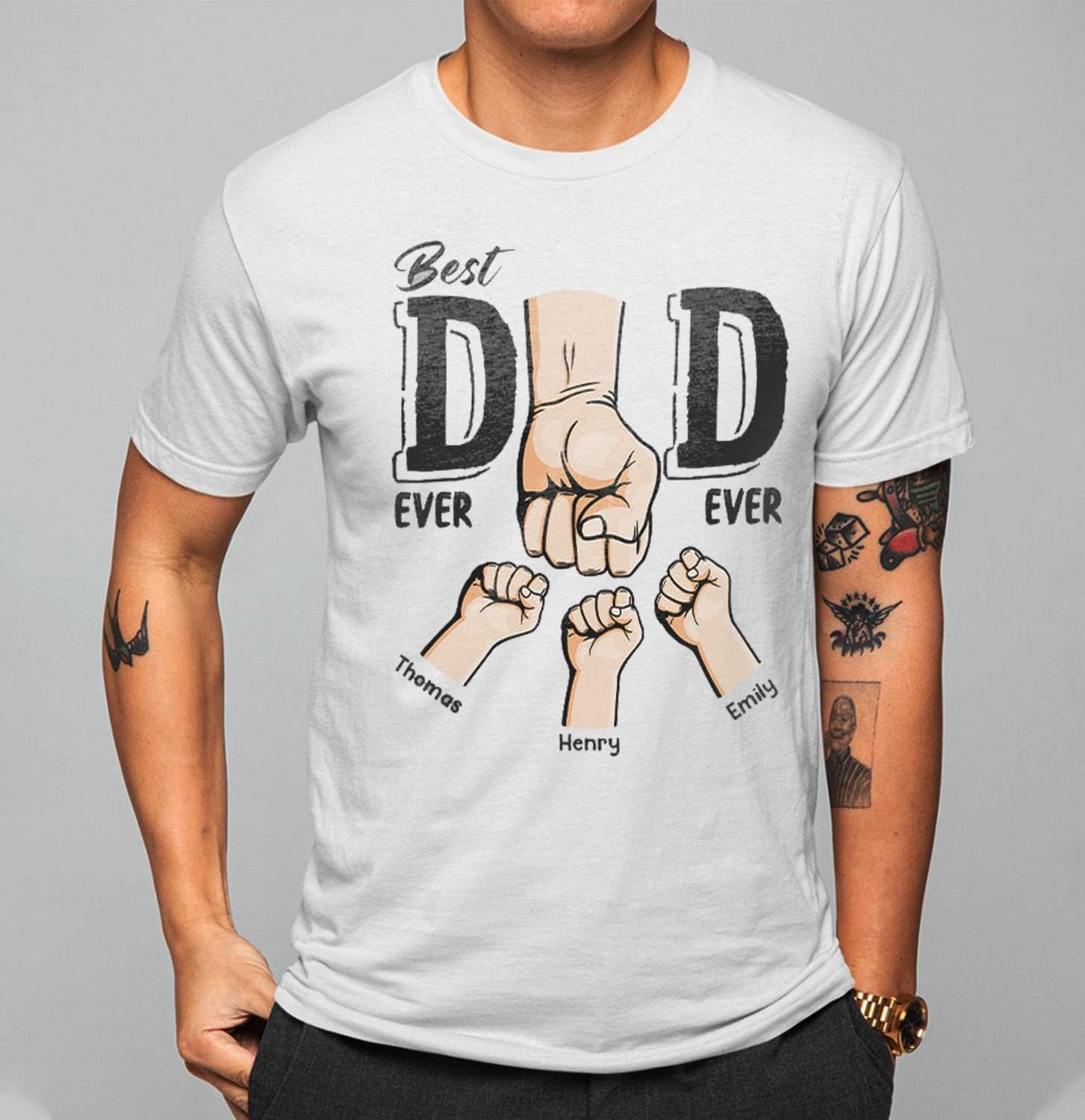 Personalized Dad Shirt, Custom Daddy Shirts for Men, Kids Hold Grandpa Hand Shirt Grandpa Shirt, Gifts for Father Day