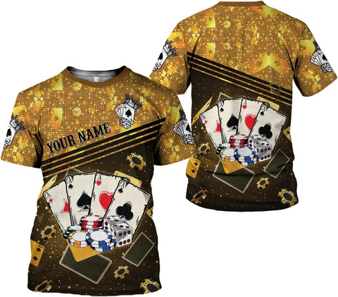 Personalized Poker Shirt, Poker Player Shirt, Funny Casino Poker Pattern 3D Over Print, Unisex Poker Tshirt Men Women