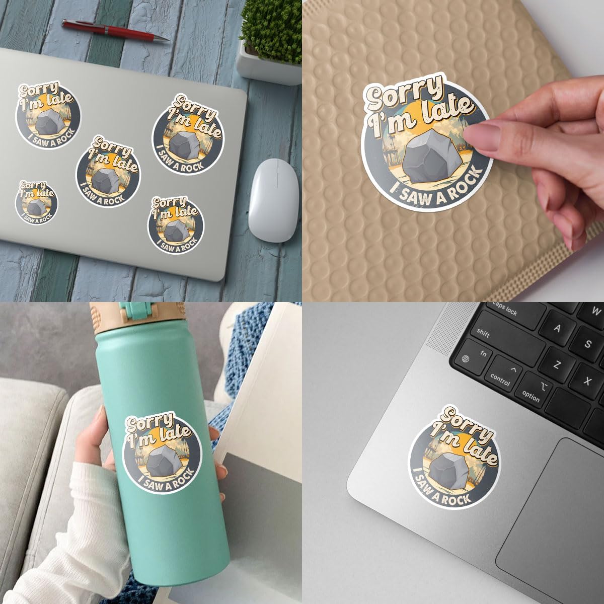 3 Pcs Sorry I'm Late I Saw A Rock Sticker Funny Geology Geologist Paleontologist Sticker Rocks Collector Rockhound Stickers Laptop Water Bottle Phone Car Helmet Hard Hat Funny Gifts Sticker 3"x3"