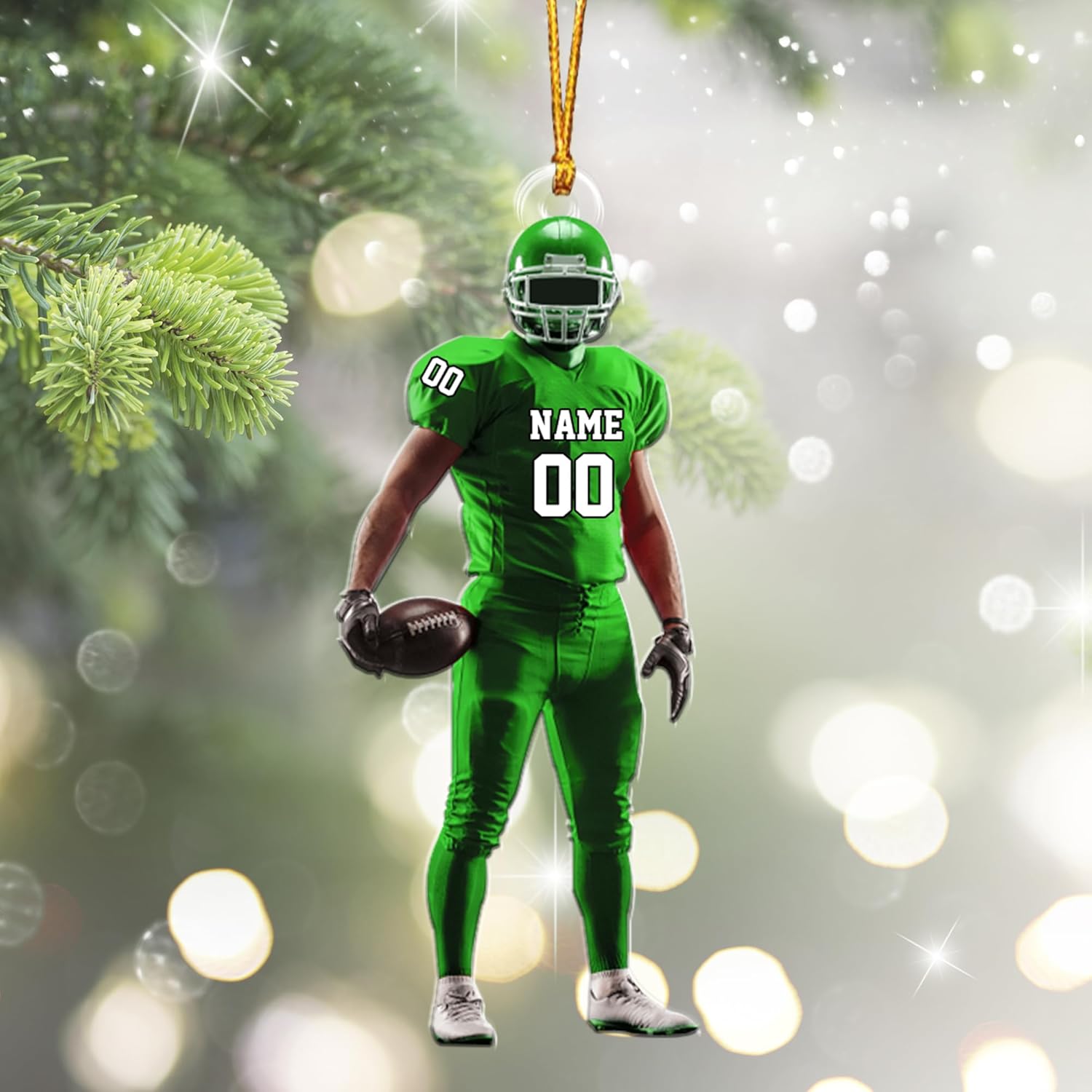 Artparel Personalized Football Ornament Customized Football Christmas Ornaments Football Ornament Christmas Hanging Décor Gift for Football Fans Football Gifts Gift for Football (FBH 6)