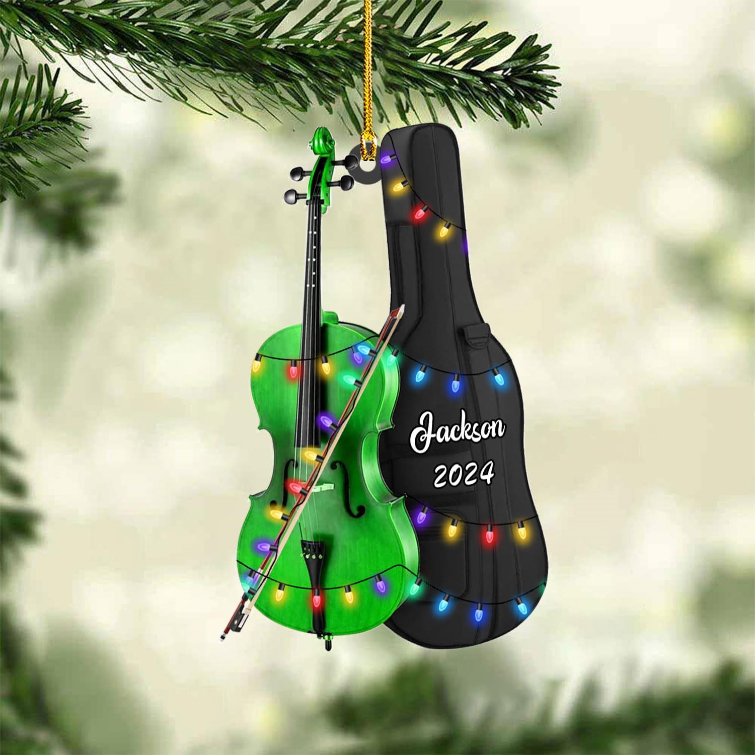 Personalized Cello Instrument Music Ornament, Cello Player, Cello Tree Ornaments, Cello Musical Keepsake Xmas Ornament Gift for Men Women Music Lover, Customized Cello Instrument Xmas (1, CLL1)