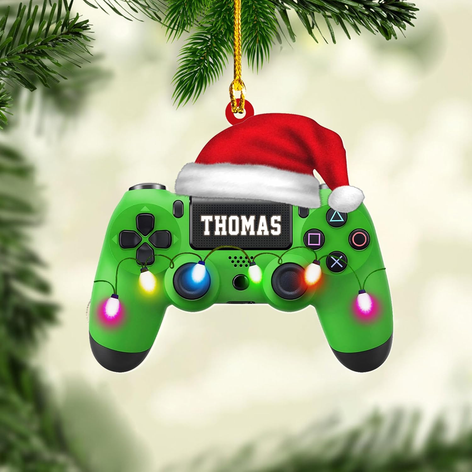 Artparel Personalized Gamer Ornament Custom Name Game Controller Ornament Shape Flat Computer Ornament for Gamer Gaming Ornament Gamer Christmas Ornament (GC1)