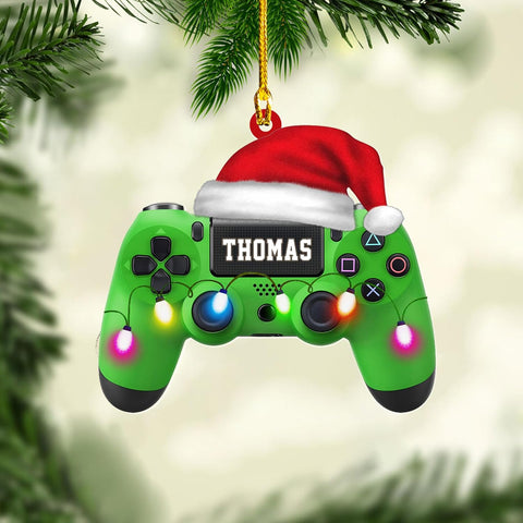 Artparel Personalized Gamer Ornament Custom Name Game Controller Ornament Shape Flat Computer Ornament for Gamer Gaming Ornament Gamer Christmas Ornament (GC1)