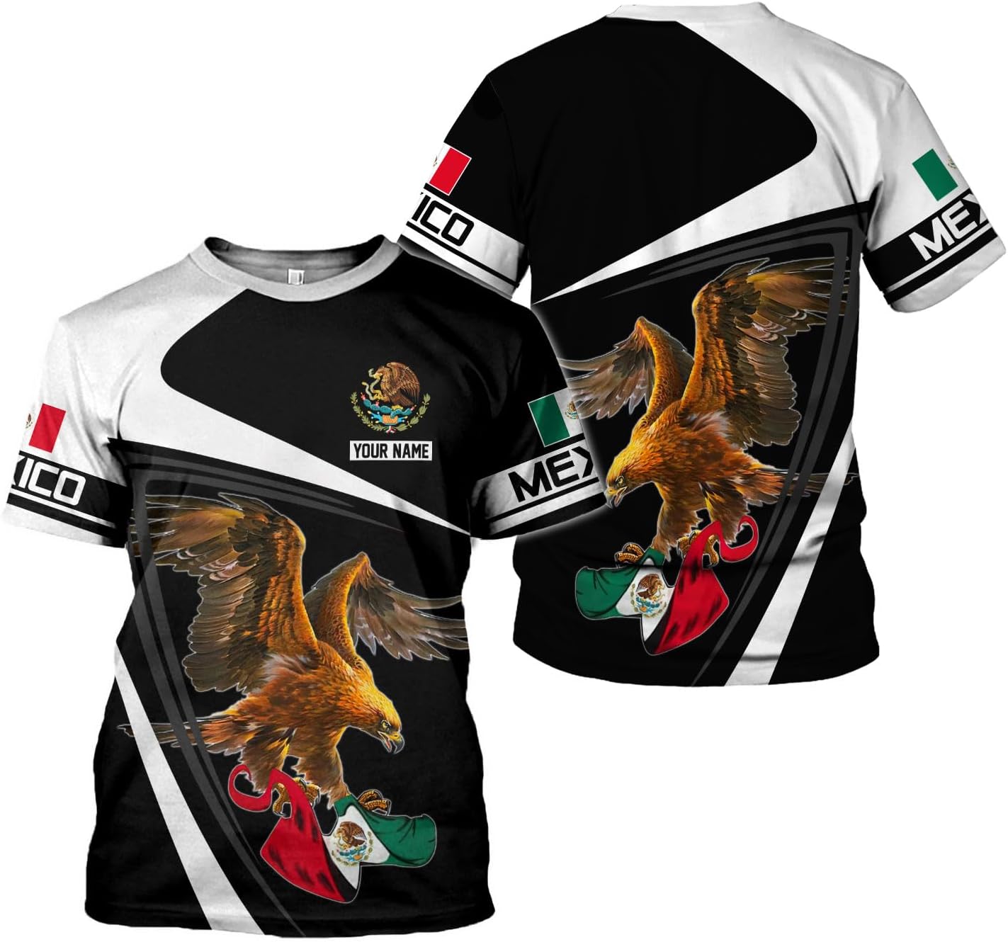 RoyalBro Personalized Mexico Shirt, Camisas de Mexico Customized Mexican Shirts Mexican Flag Mexico 3D Shirt for Men Women
