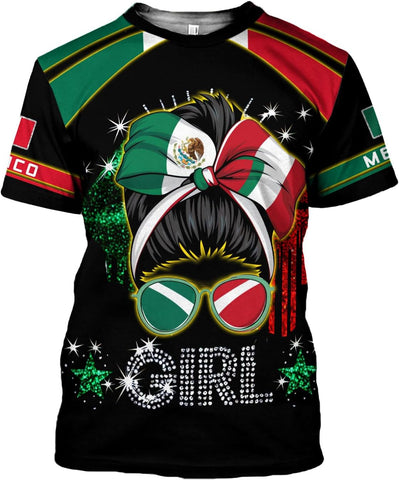 Mostprints Personalized Mexico Shirts for Women, Custom Name Mexican Shirts for Women, Mexico Shirt Flag Women Full Size New