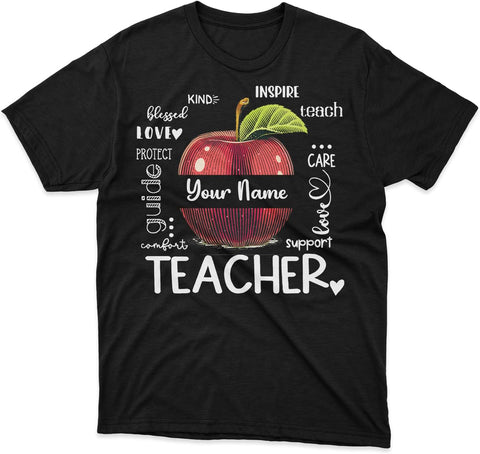 Personalized Teacher Shirts for Women Men, Teacher Tshirts Teach Shirts Teacher T-Shirts Rainbow Teacher T Shirt (TS61)