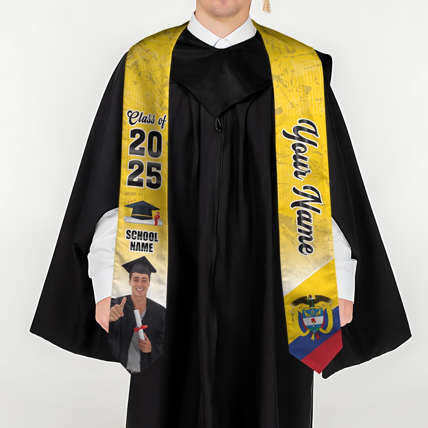 Pretyprints Colombians Graduation Sash, Custom Colombians American Flag Graduation Sash 2025, Colombia Graduation Stole