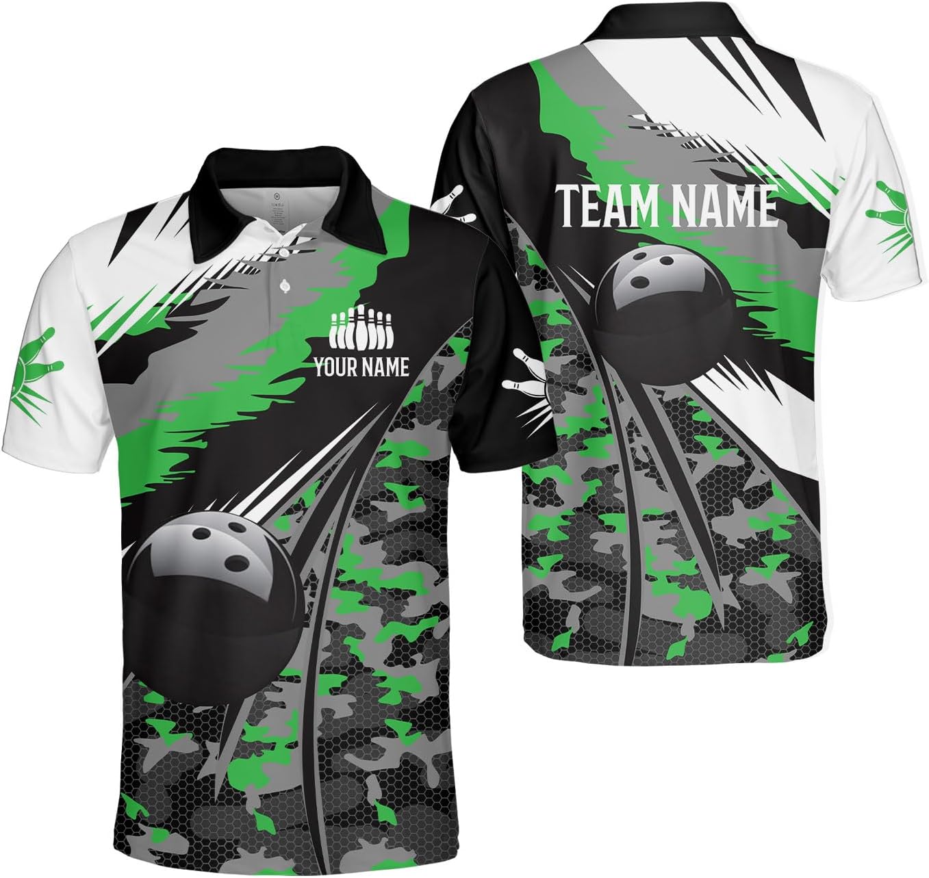 Custom 3D Bowling Polo Shirts for Men and Women Personalized Team Name Gift Unisex Customized Bowling Short Sleeve Polo Shirt