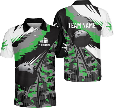 Custom 3D Bowling Polo Shirts for Men and Women Personalized Team Name Gift Unisex Customized Bowling Short Sleeve Polo Shirt