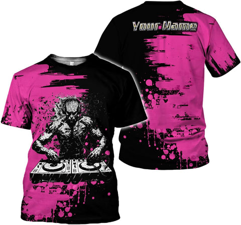 Personalized DJ Shirt, Custom DJ Shirts for Men DJ Player Music Lover DJ Gifts Music EDM Festival Cool DJ Party Djs Disc Tee