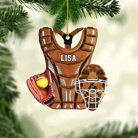 Personalized Softball Ornament Custom Name & Number Ornaments 2024 for Girl Coach Softball, Softball Gloves Ornament Custom, Softbal Ornament, Softball Ornament Softball Lover (Style 10)