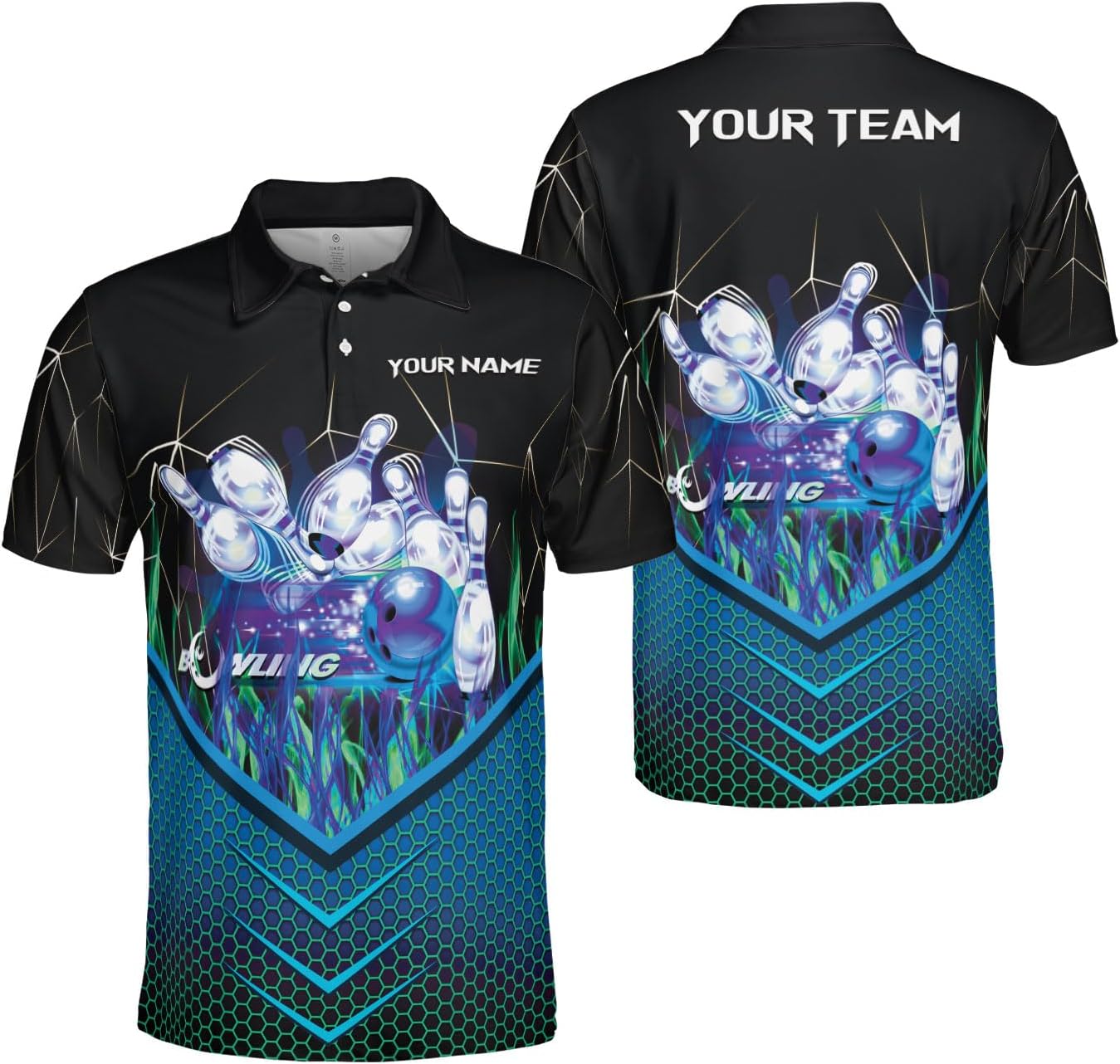 Ligthuy Personalized Name Bowling Polo Shirts 3D for Men and Women, Bowling Shirt, Bowling Shirts for Men Team Bowling Shirt