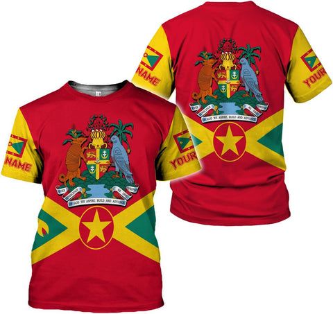 Personalized Name Grenada Shirts for Men, Grenada Shirts for Women, Proud Grenadan Shirts, Grenadian Flag Pride Shirt