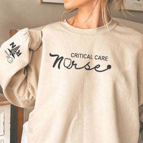 Suseaz Personalized Embroidered Nurse Sweatshirt, Custom Name Nurse Sweatshirt, Gift For Nurse, Women, Nursing School Shirt