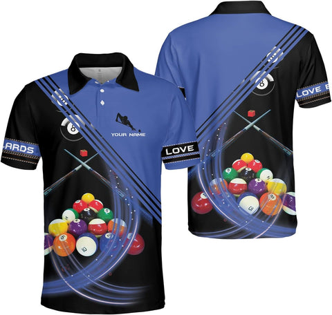 Custom Billiard Polo Shirts for Men Women Personalized Name Team 8 Ball Shirt Billiards Apparel Pool 3D Tshirts Gifts Player