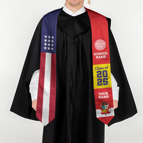 Pretyprints Peruvians Graduation Sash, Peru Graduation Stole Custom Personalized Peruvians American Flag Graduation Sash 2025