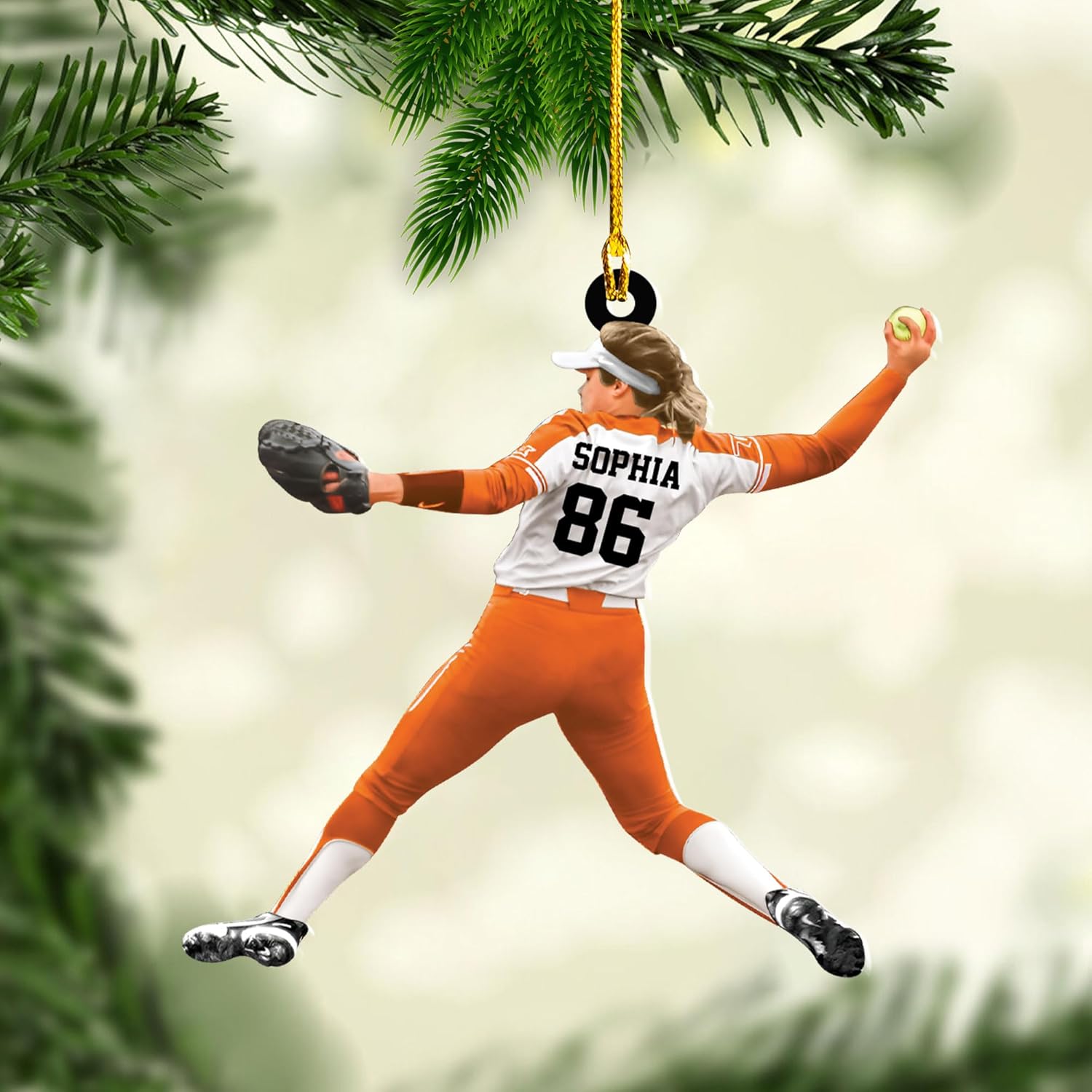 Parvii Personalized Softball Ornament Custom Softball Ornaments for Girl Coach Softball, Softball Gloves Ornament, Softball Ornament Softball Lover Softball Players Ornament (SB 8)