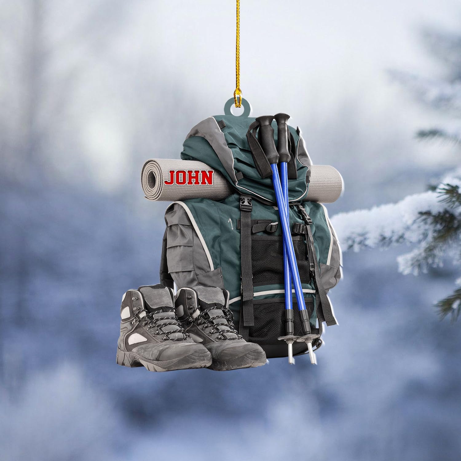 Personalized Hiking Ornaments for Christmas Tree, Hiking Ornament Gift for Hiker Women and Men, Mountain Hiking Ornament Gift for Hiking Lover, Mountain Climber, Through Hiker Ornament (Style 8)