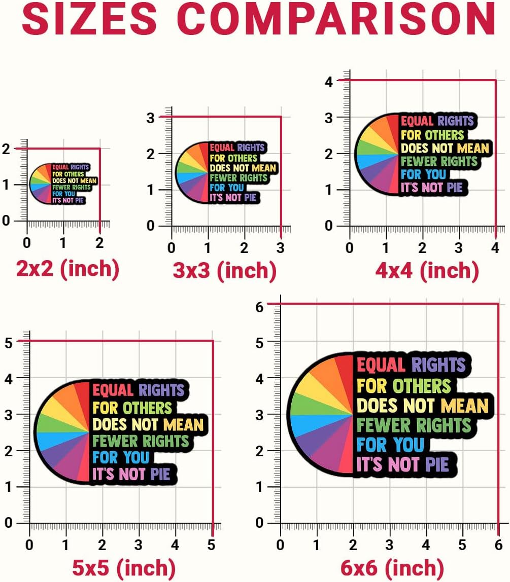 3 Pcs Equal Rights for Others Does Not Mean Fewer Rights for You It's Not Pie Sticker, LGBTQ Ally Pride Bumper Sticker - Vinyl Stickers for Water Bottles Laptop Phone Car Window Helmet 3 Inches