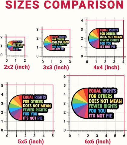 3 Pcs Equal Rights for Others Does Not Mean Fewer Rights for You It's Not Pie Sticker, LGBTQ Ally Pride Bumper Sticker - Vinyl Stickers for Water Bottles Laptop Phone Car Window Helmet 3 Inches