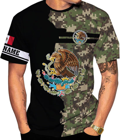 Mostprints Personalized Name Mexican Shirts 3D Customized Mexico Shirt US Flag, Mexican Shirts for women Unisex
