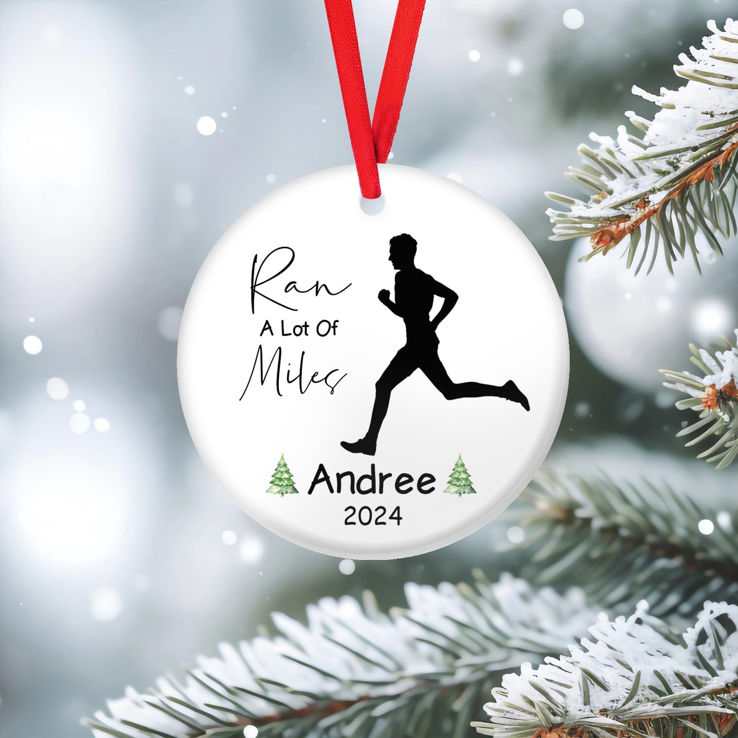 Personalized Running Ornament, Half Marathon Runner Ornament, Cross Country Christmas Ornament, Track and Field Christmas Ornaments for Runners Girl Shoes Ornament Gift for Athletes Running Man (RN20)