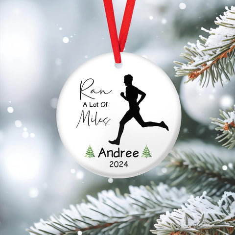 Personalized Running Ornament, Half Marathon Runner Ornament, Cross Country Christmas Ornament, Track and Field Christmas Ornaments for Runners Girl Shoes Ornament Gift for Athletes Running Man (RN20)