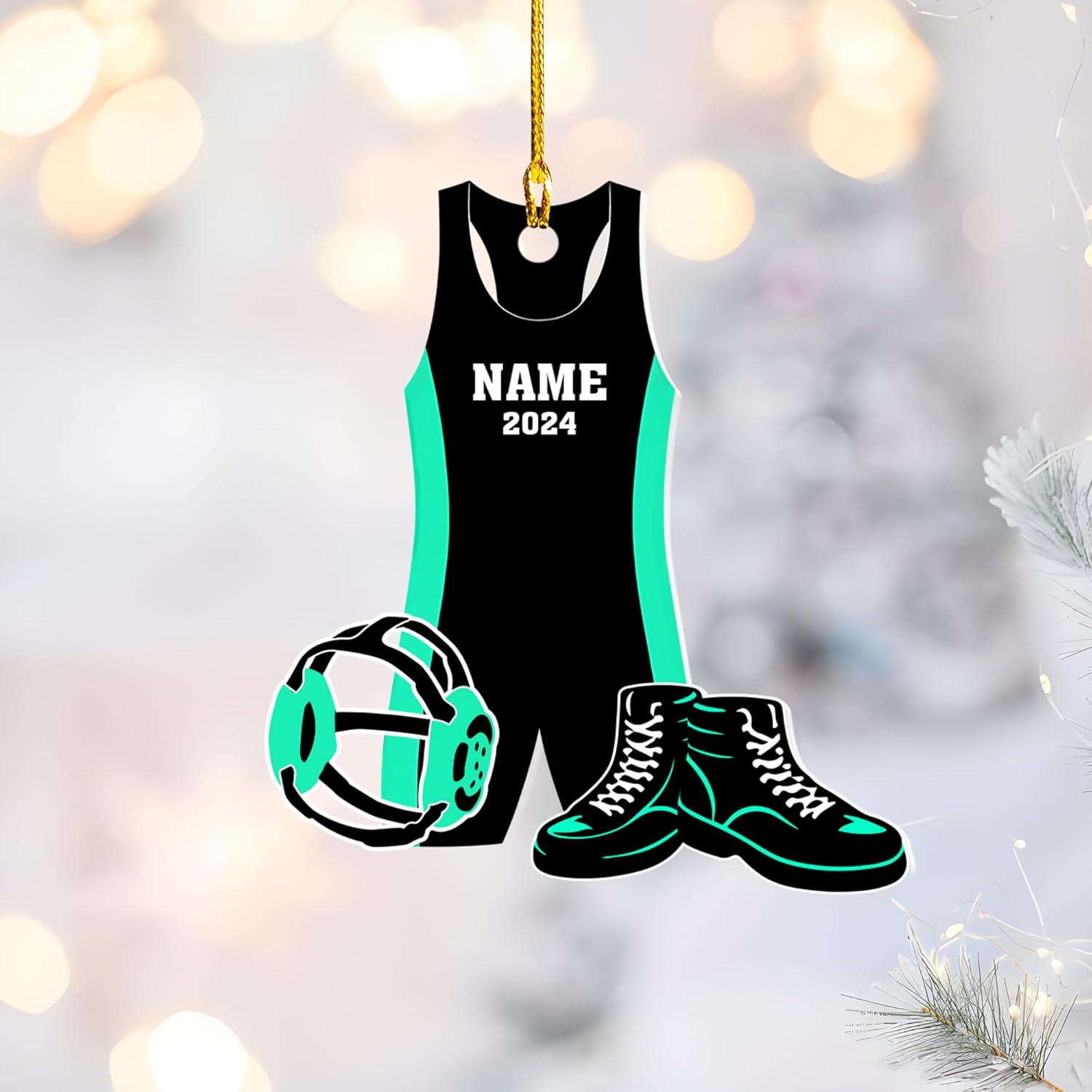 Personalized Wrestling Christmas Ornament 2024 Wrestling Christmas Ornament Gift for Wrestling Player Wrestling Christmas Tree Ornaments for Boys or Girls (Acrylic, Style 1)