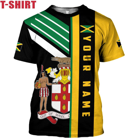 Ligthuy Personalized Jamaica Shirt 3D, Custom Jamaica Flag Lion Shirt for Men and Women, Jamaican Pride T-Shirt Unisex