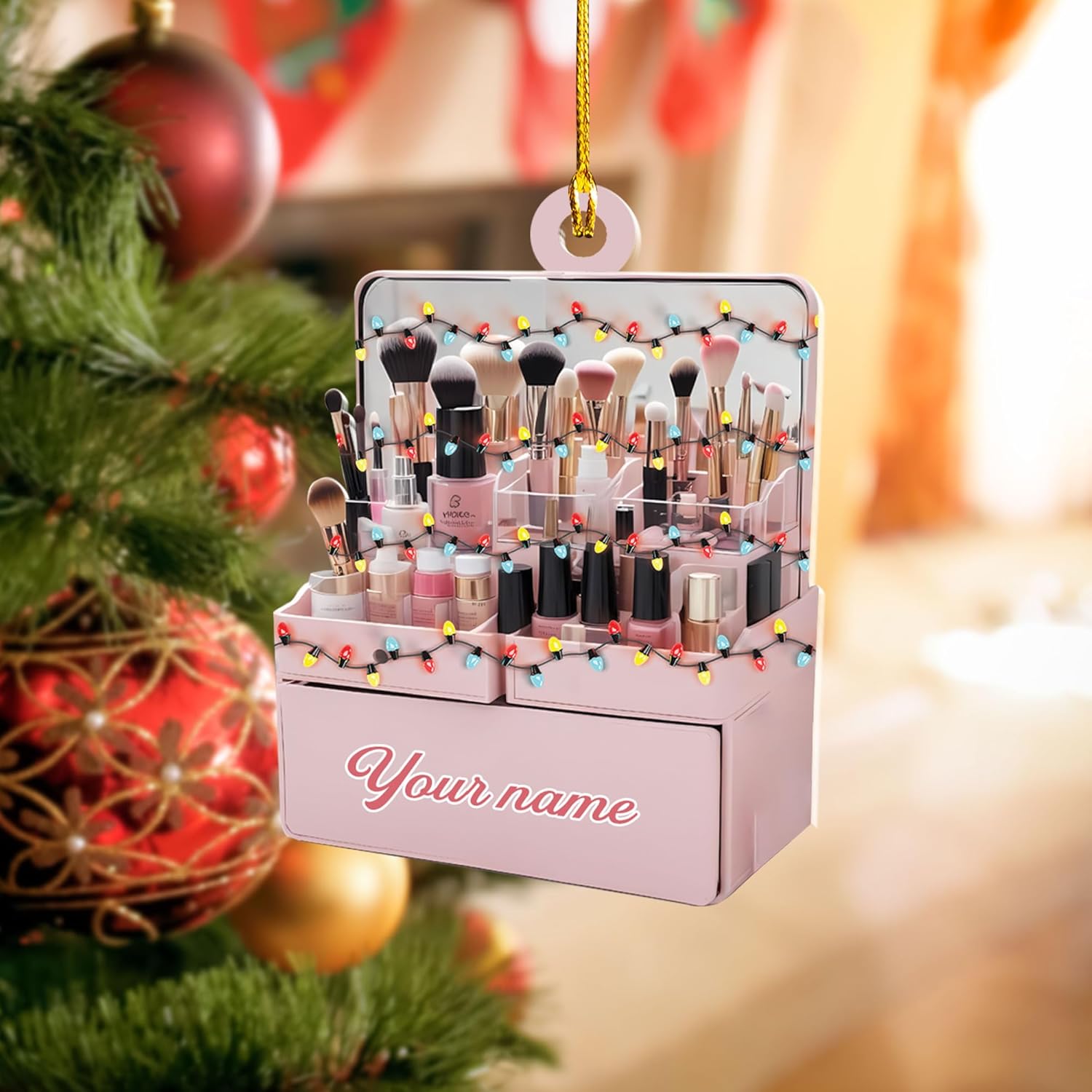 Mostefy Personalized Make Up Ornament 2024, Makeup Tool Ornaments for Christmas, Skin Care Ornament, Makeup Christmas Ornament 2D Flat Ornaments, Make Up Ornament Gift for Xmas (Style 7)