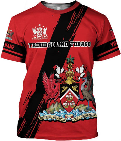 Personalized Trinidad & Tobago Shirts Trinidad and Tobago Coat of Arms Flag 3D Shirts Trinidad Pride Independence