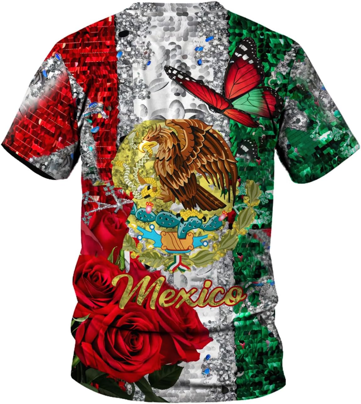 Mostprints Personalized Mexico Shirts for Women, Custom Name Mexican Shirts for Women, Mexico Shirt Flag Women Full Size New